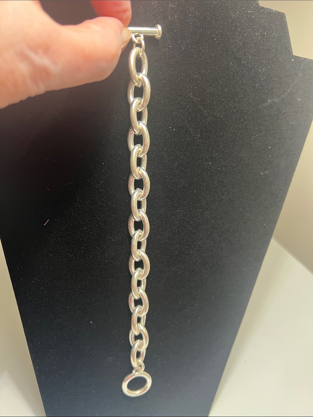Shiny Silver Chunky Link Bracelet - Estate Vintage - Picture 15 of 15